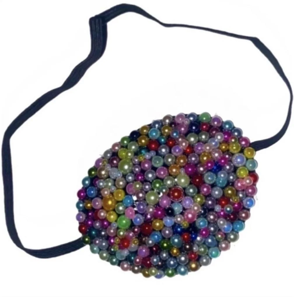 Multi Colour  Pearls & Crystal Fancy Eye Patch