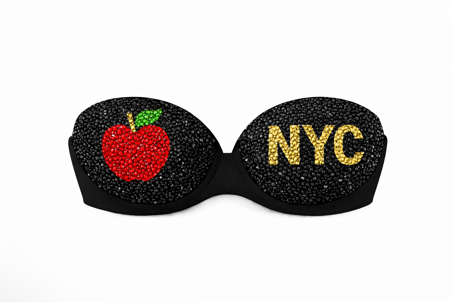 Jet Black Gold & Siam Red Crystal NYC Design Bra Top