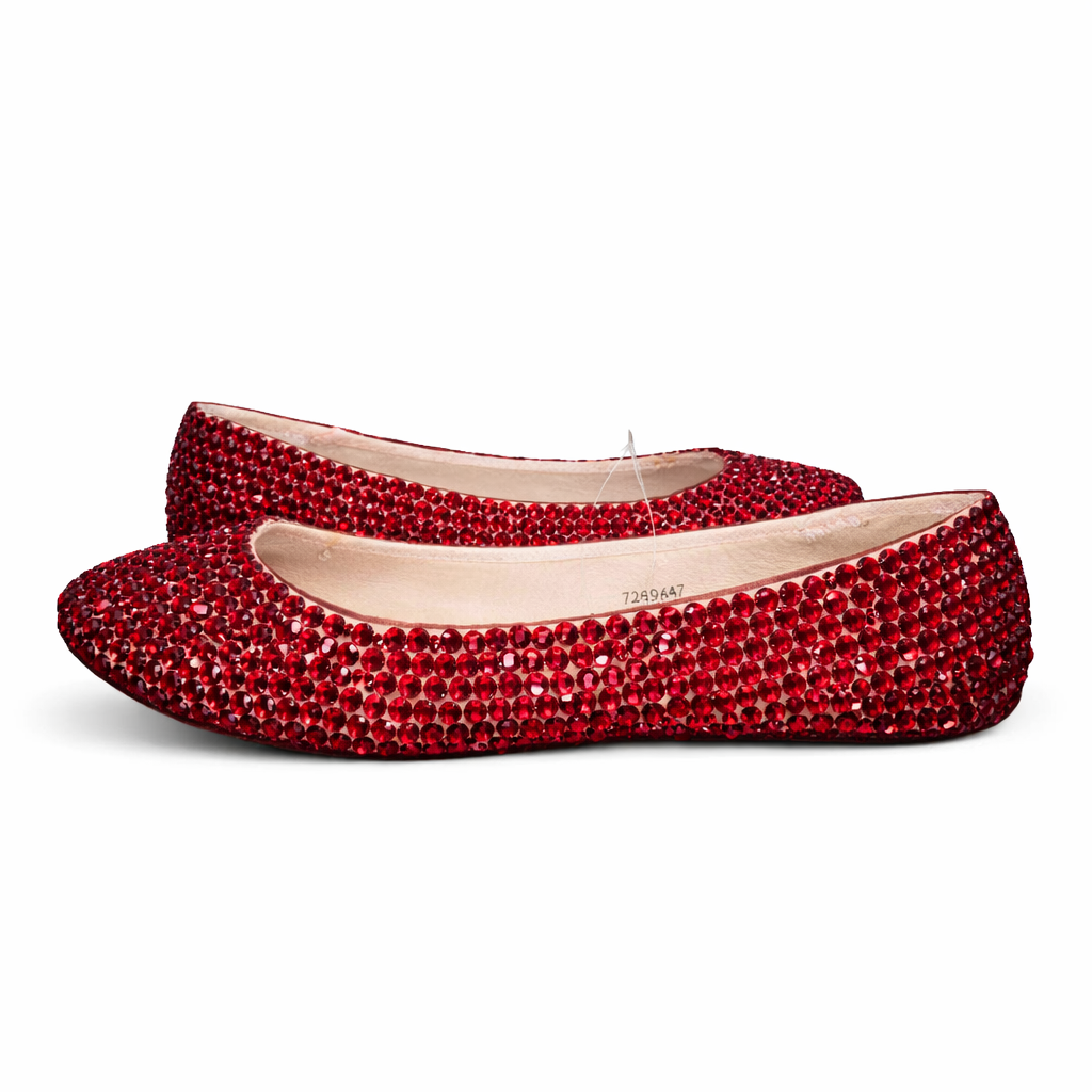 Siam Red Crystals Ballet Flat Shoes