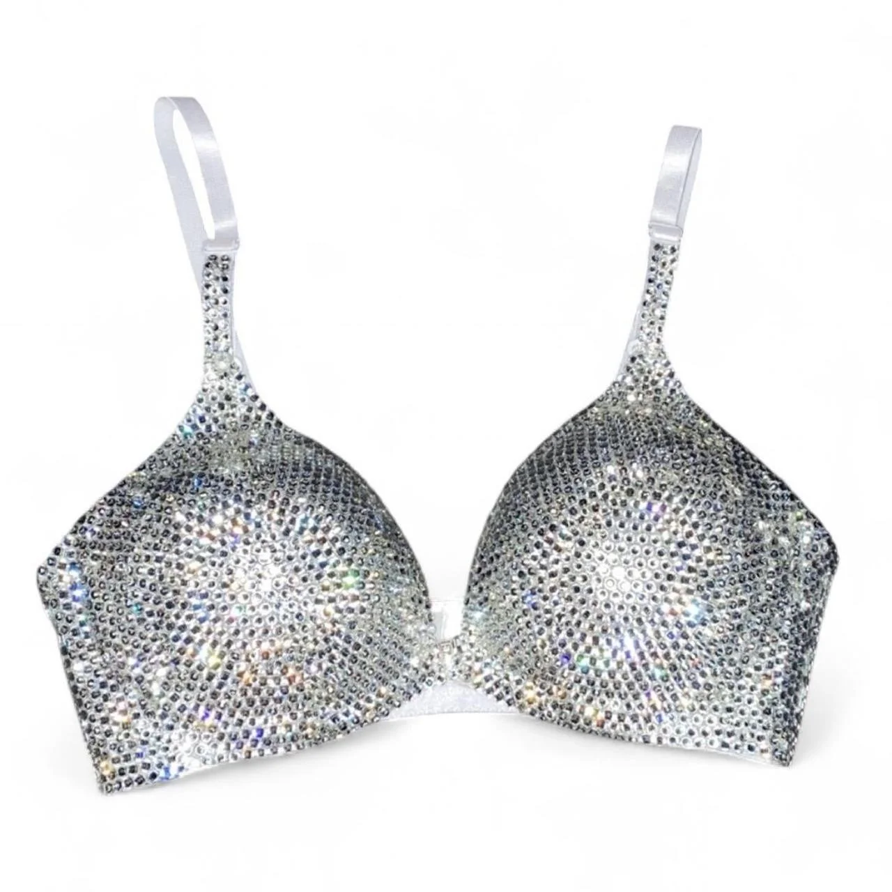 Crystal Diamonds Plunge Bra Top