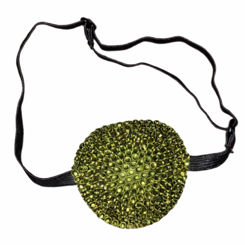 Olive Green Crystal Diamond Padded Eye Patch
