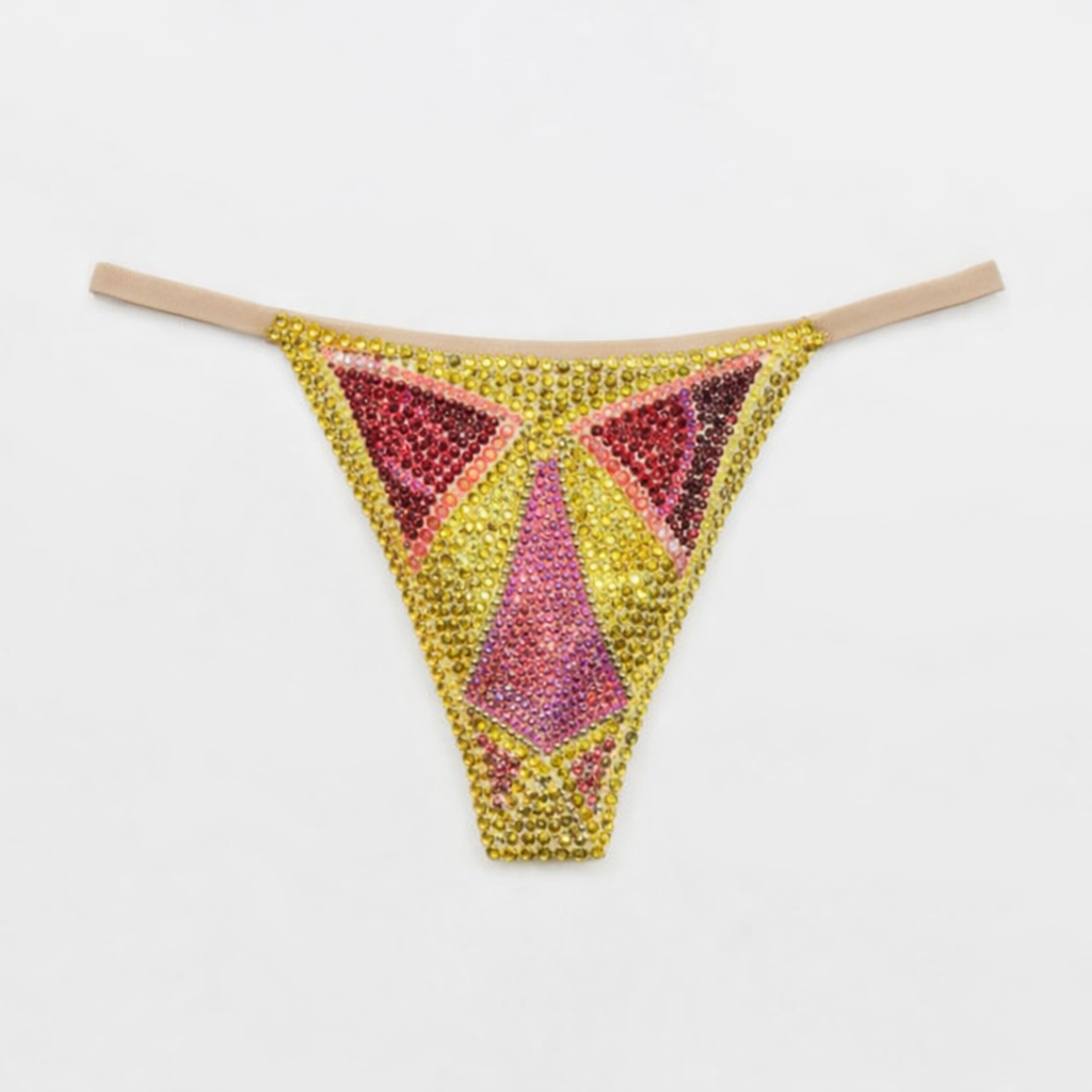 Yellow & Orange  Mix Swirls Crystal Pantie