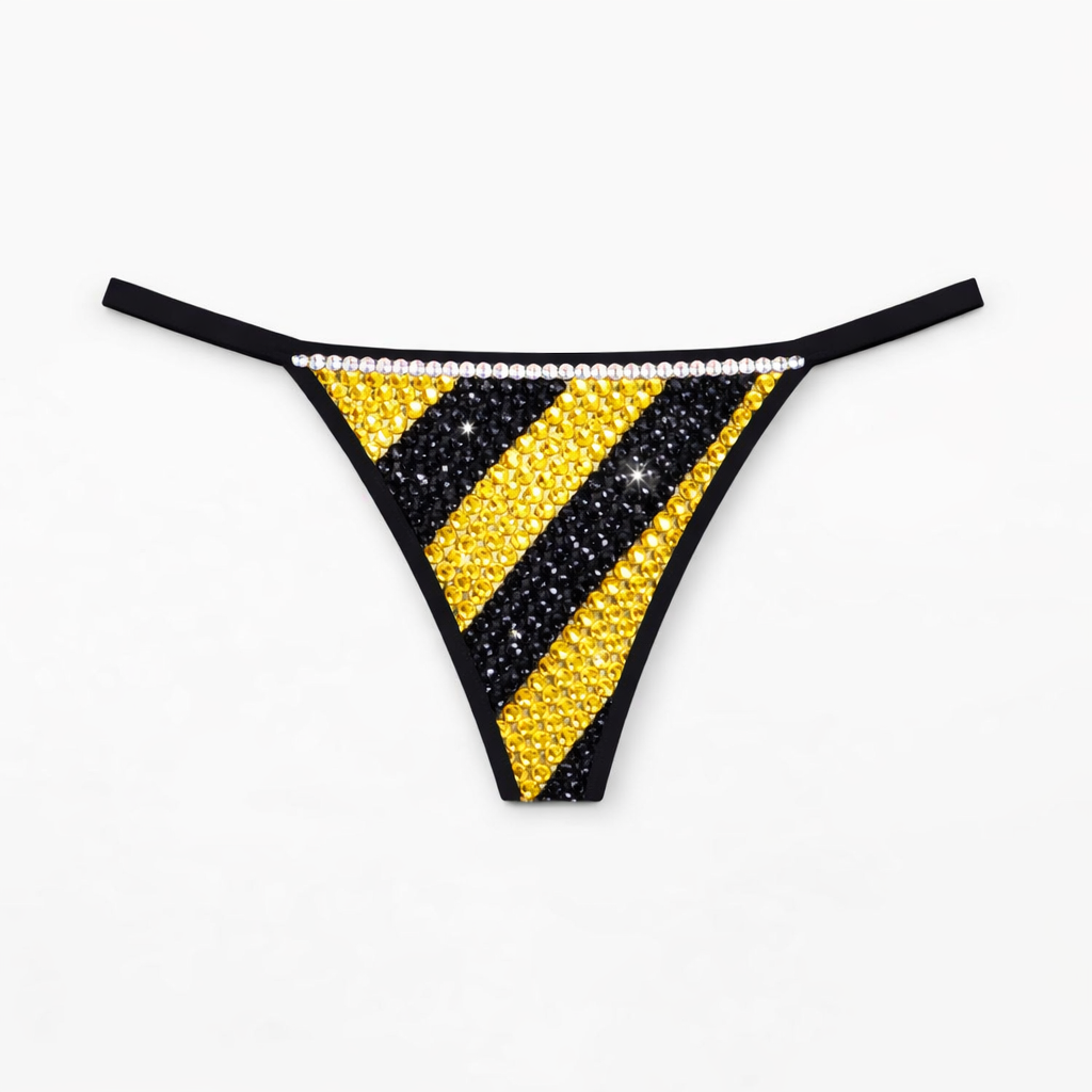 Black & Yellow Crystal Stripe Pantie