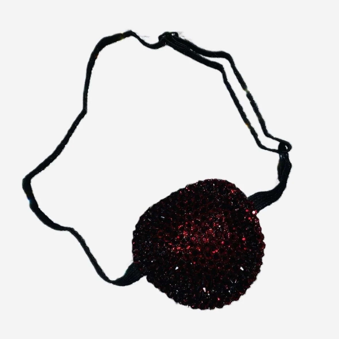 Dark Siam Red Crystal Peace Sign Padded Eye Patch
