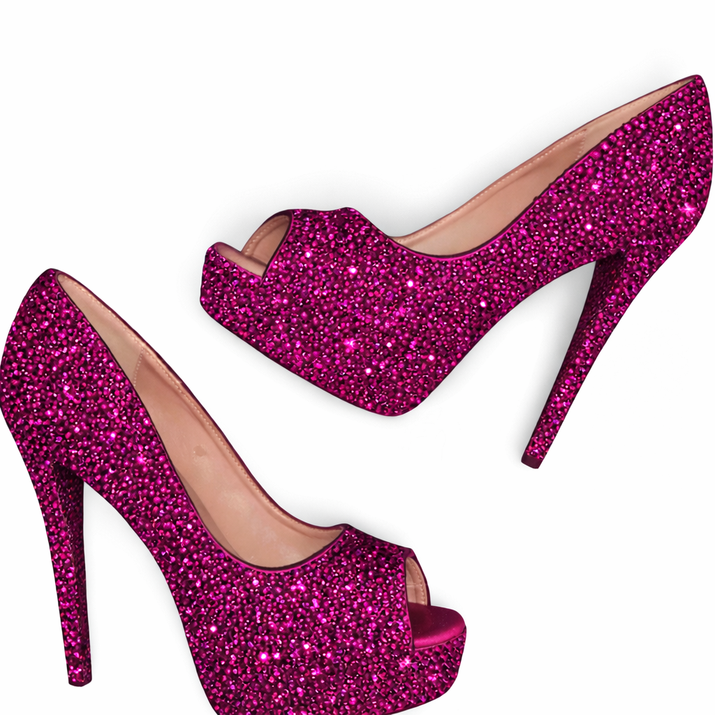 Fuchsia Pink Crystal Heels