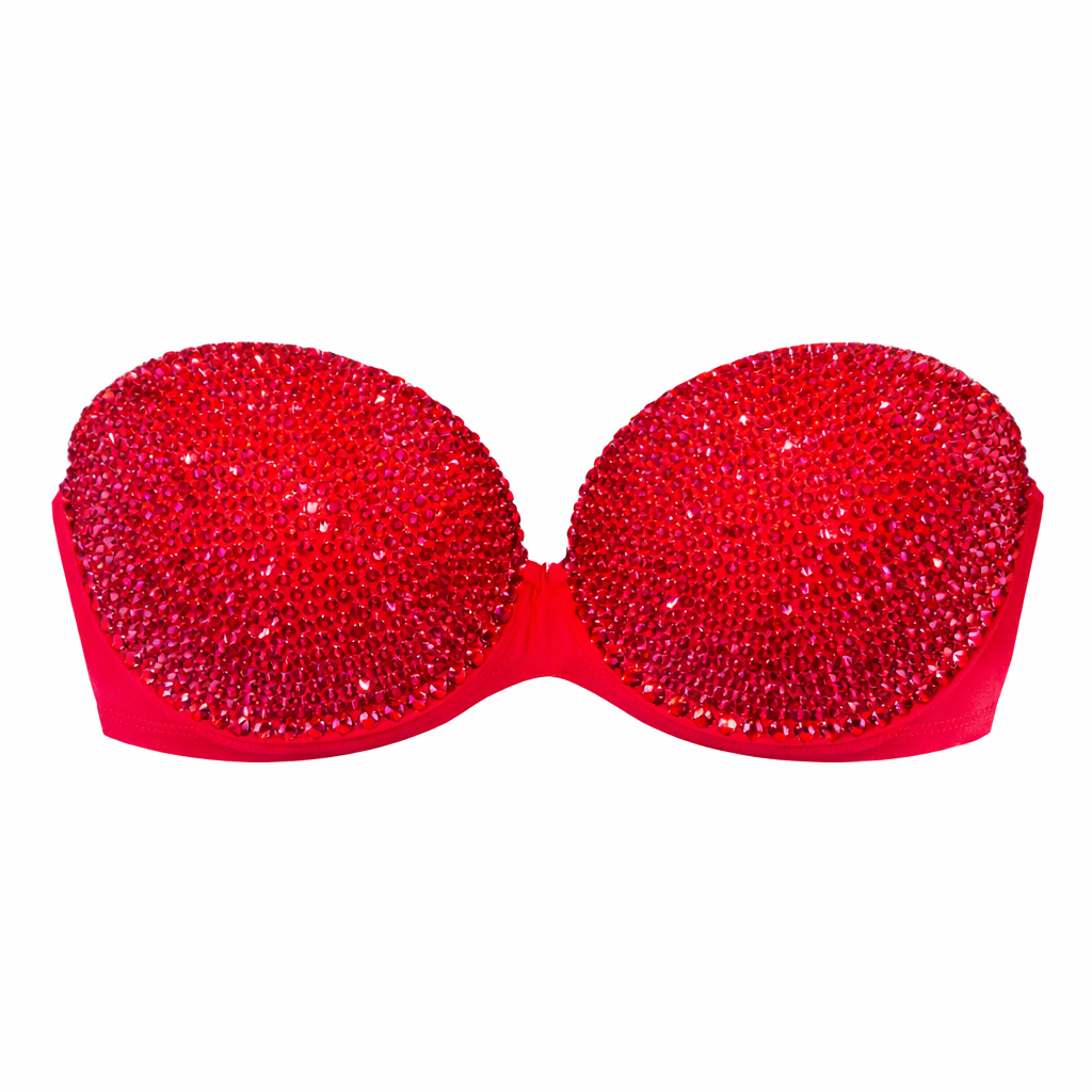 Classic Siam Red Crystal Bra Top