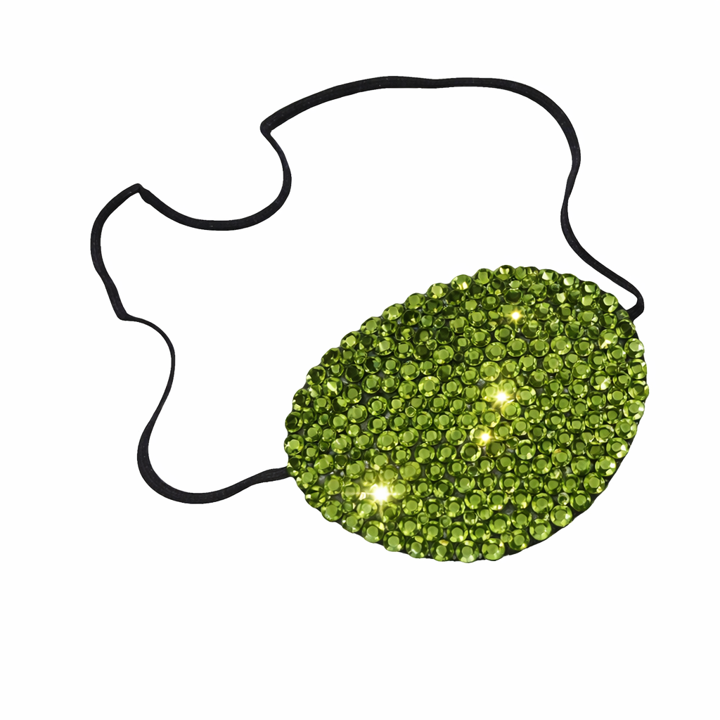 Olive Green Crystal Fancy Eye Patch