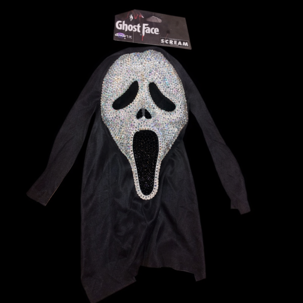 Scream Luxe White AB & Jet Black Crystal Mask
