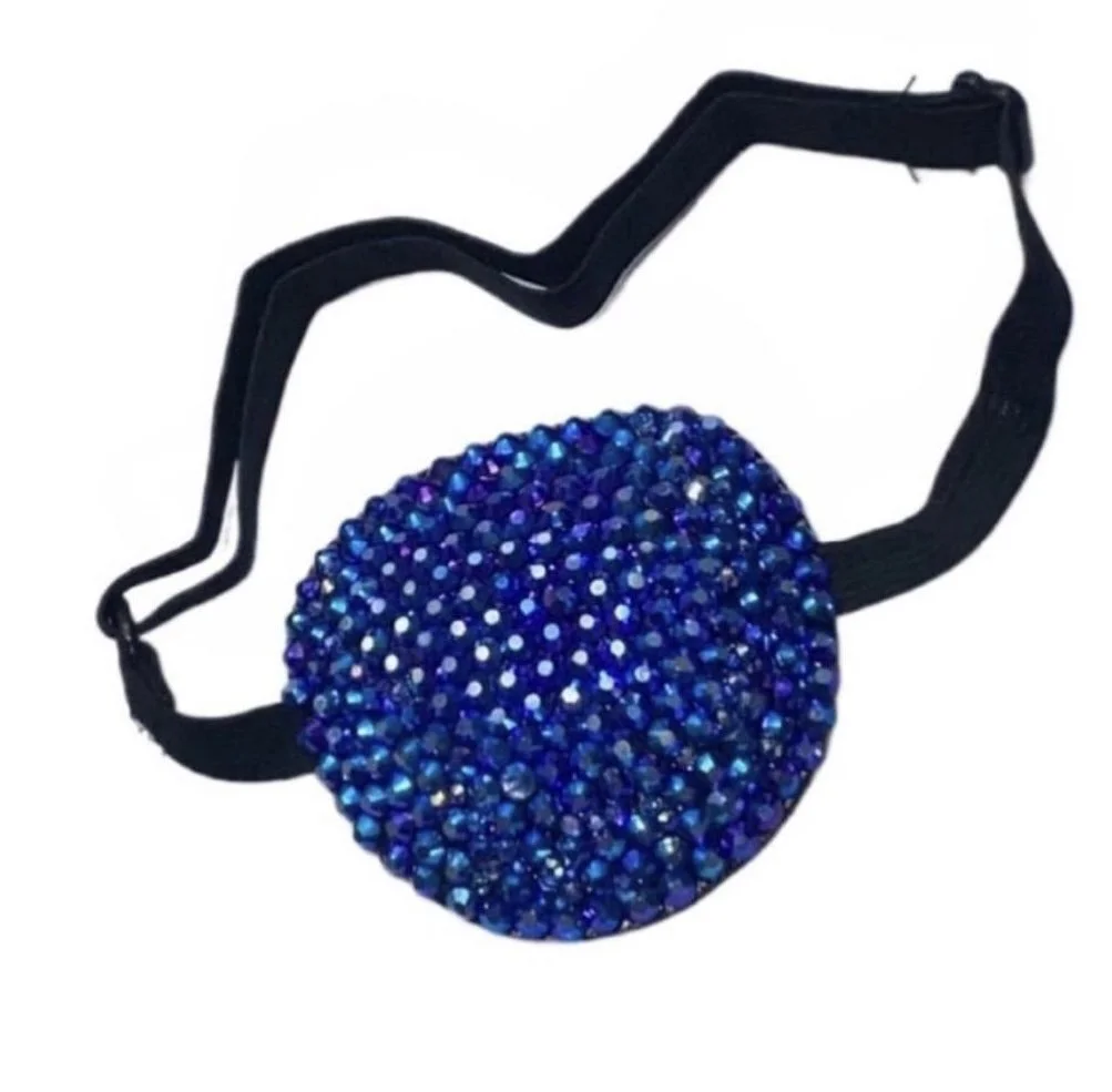 Sapphire Blue AB Crystal Padded Eye Patch