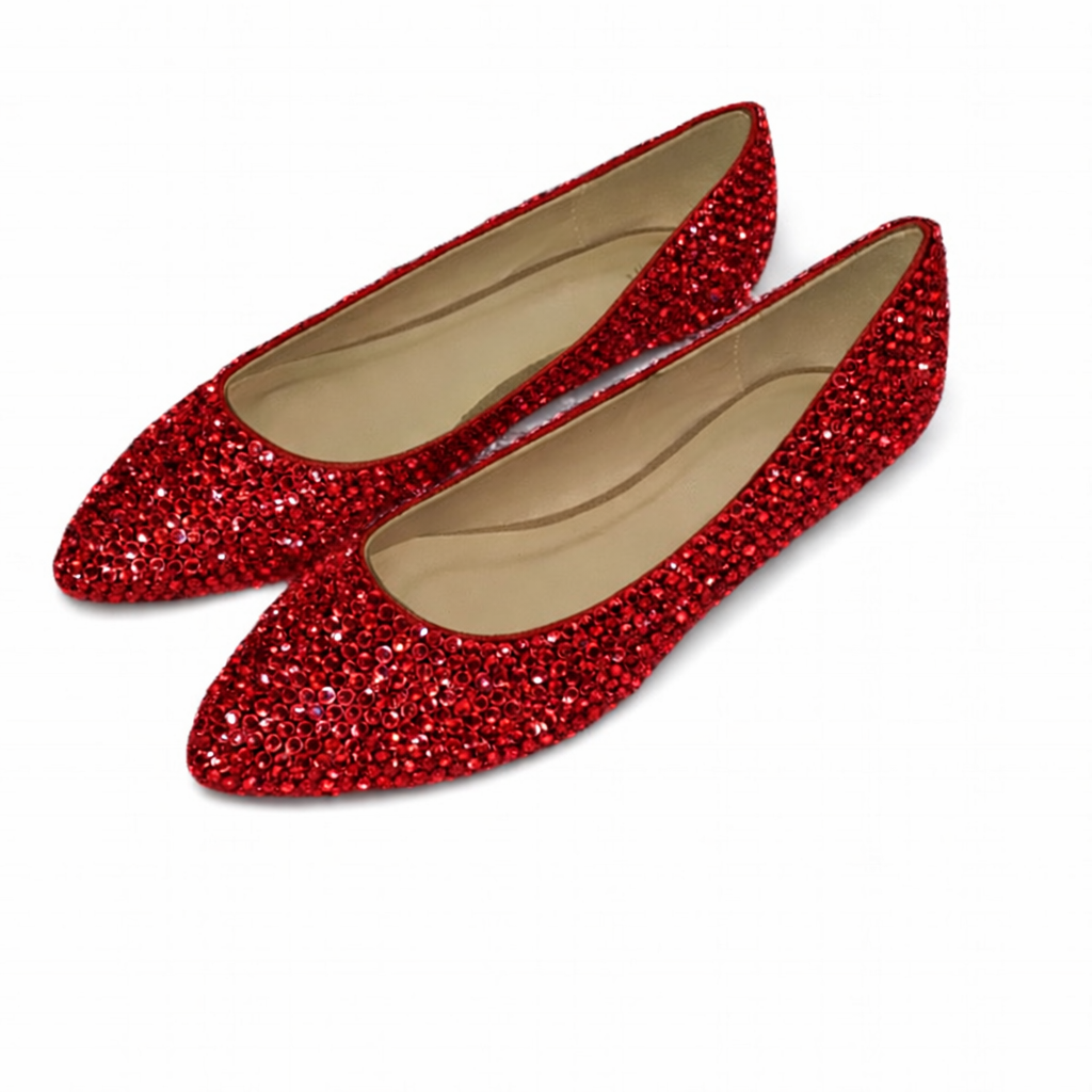 Siam Red Crystal Ballet Flat Shoes