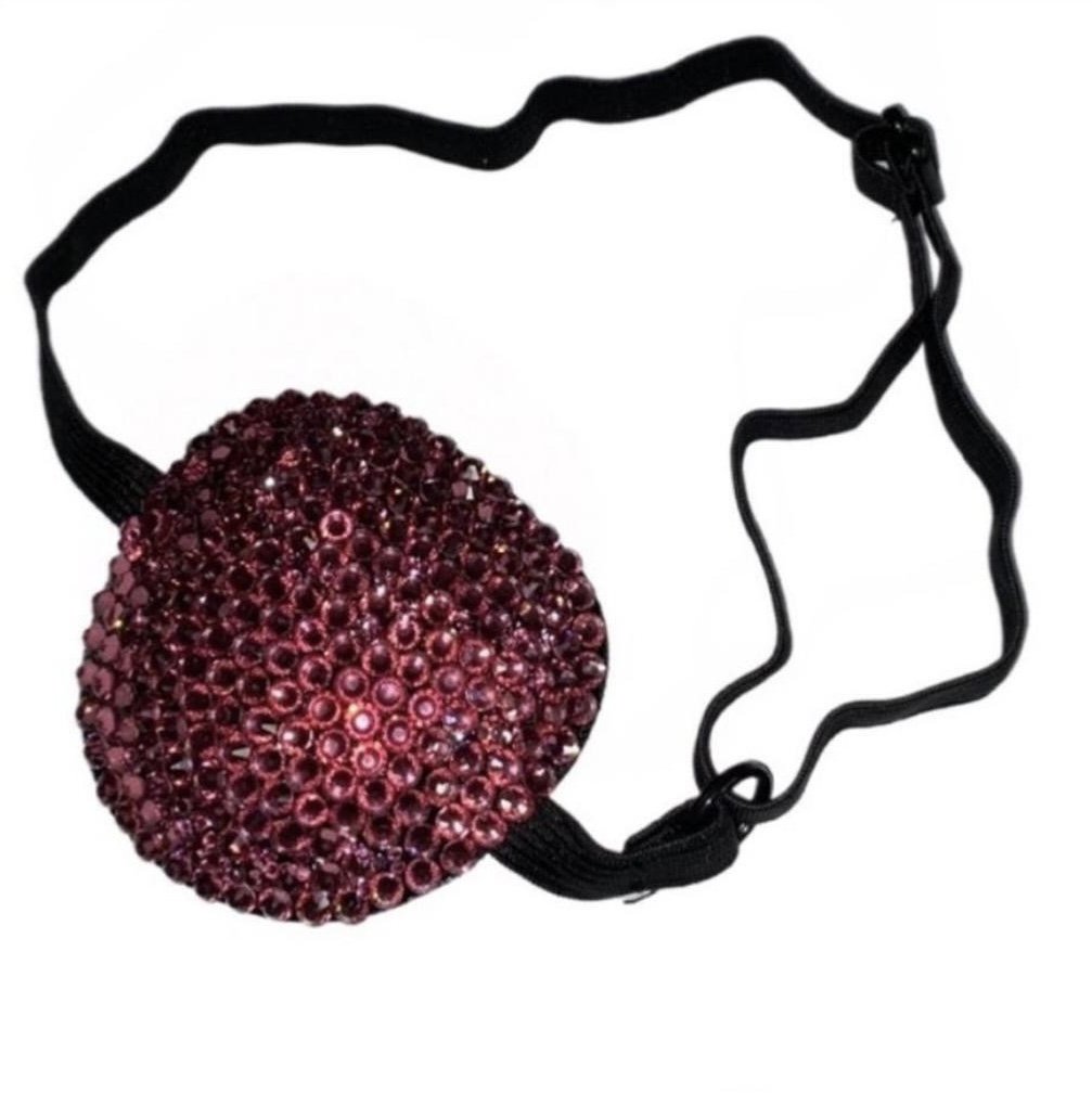 Rose Pink Crystal Diamond Padded Eye Patch