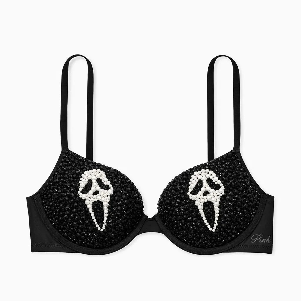 Ghost Face Double Design Crystal Bra Top