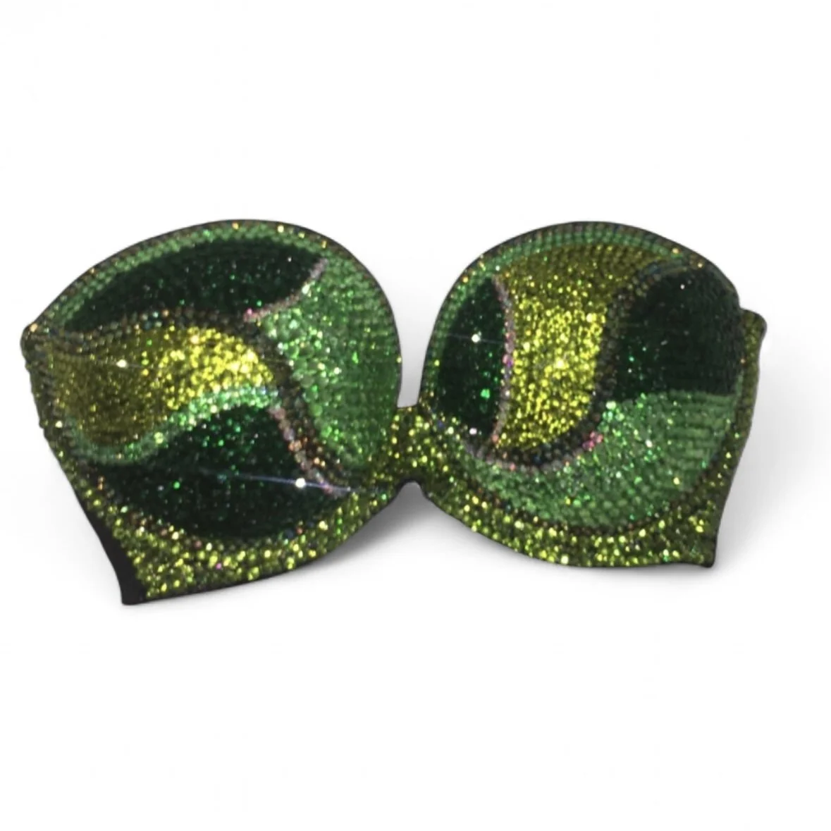 Emerald Green Flame AB Peridot Green & Crystal Swirls Bralet Top