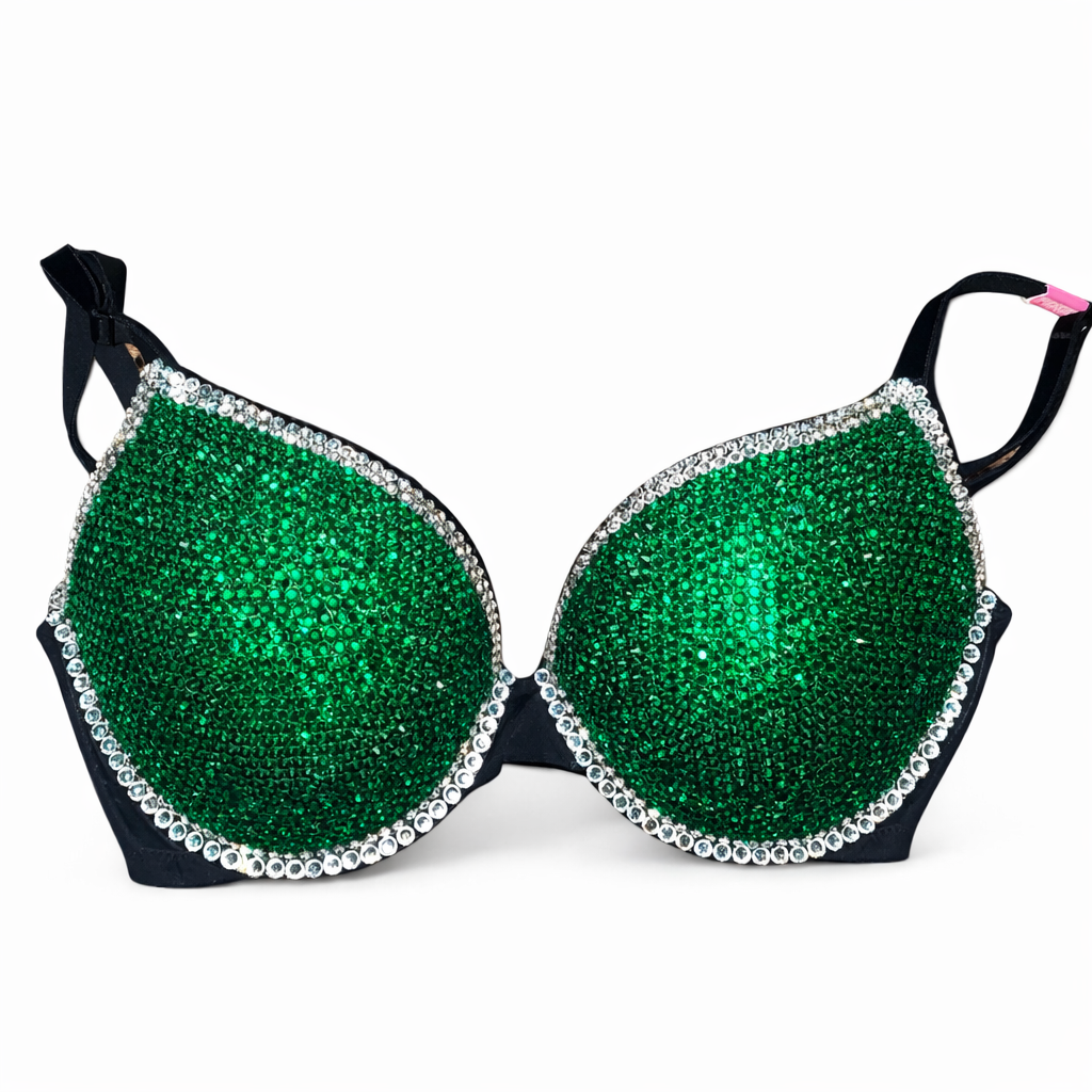 Emerald Green & Crystal Bra Top