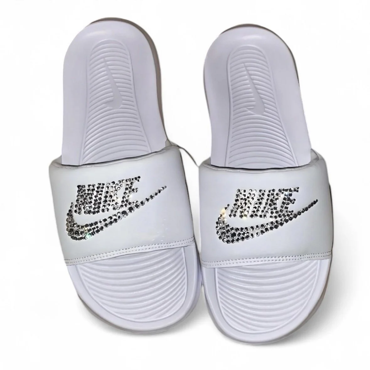 Luxe Crystal White Slides
