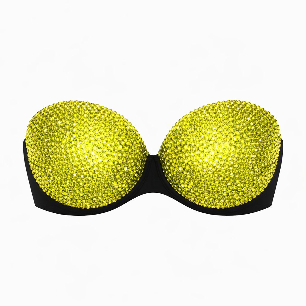 Yellow Rhinestone Crystal Bra Top