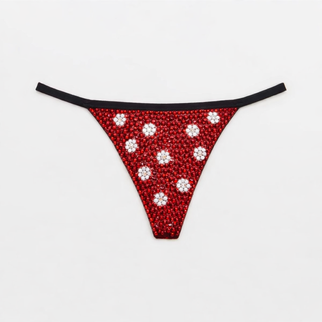 Daisy Siam Red White & Crystal Pantie