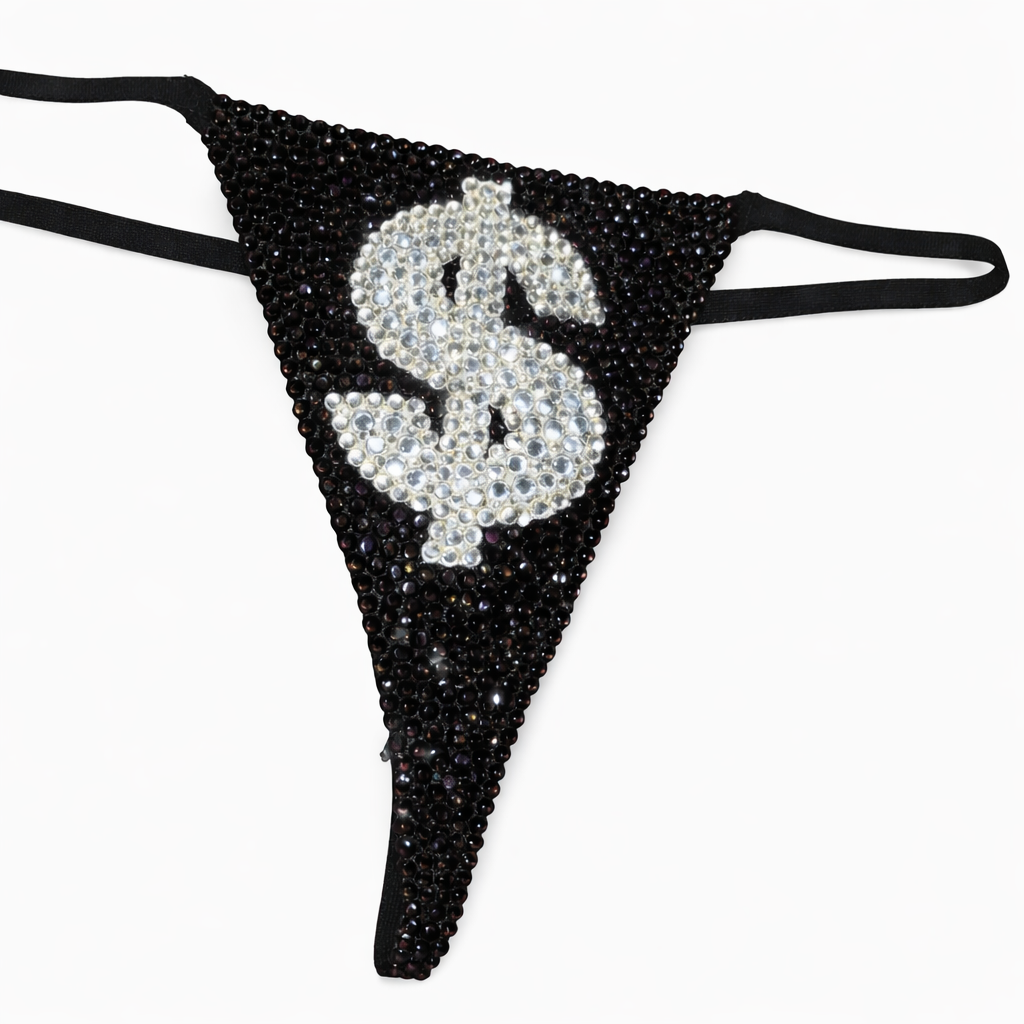 Jet Black & Crystal Money Theme Pantie