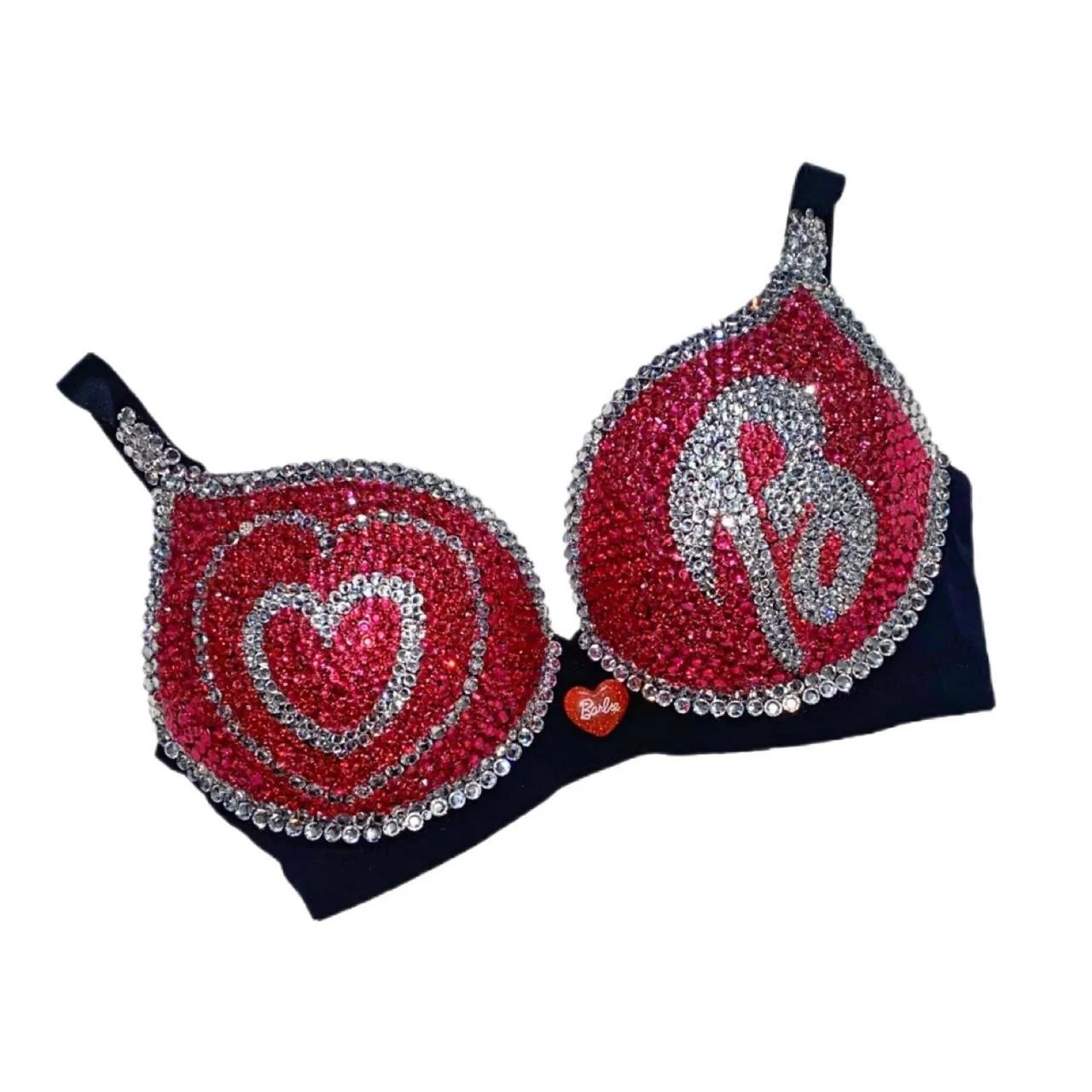 Hot Rose Pink Rhinestone & Crystal Doll Design Bra Top