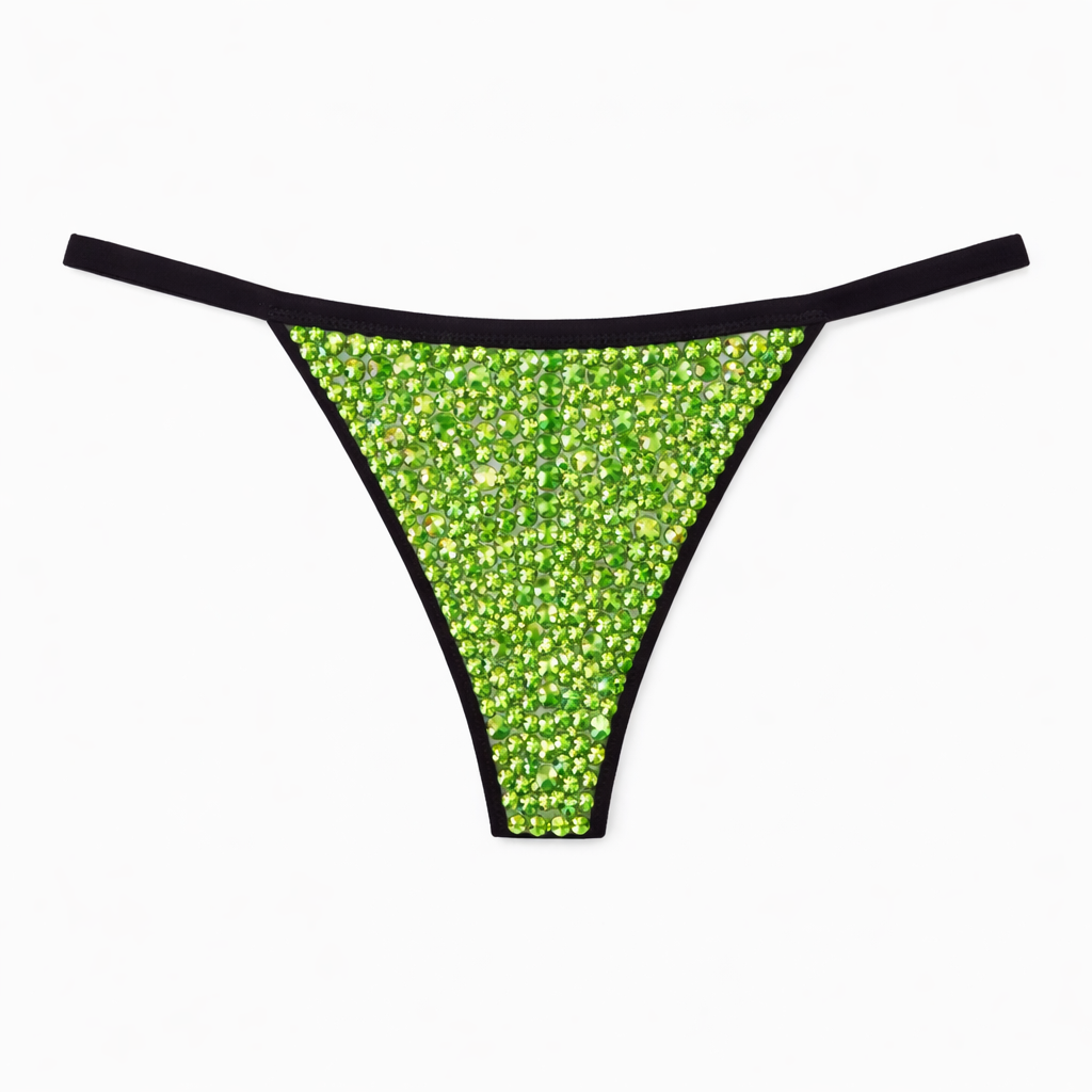 Peridot Green AB Iridescent Crystal Pantie