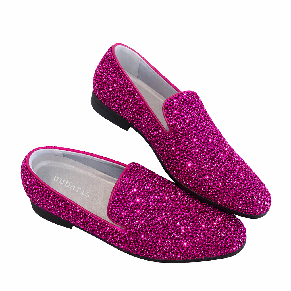 Mens Rosa Pink Crystal Diamond Loafers