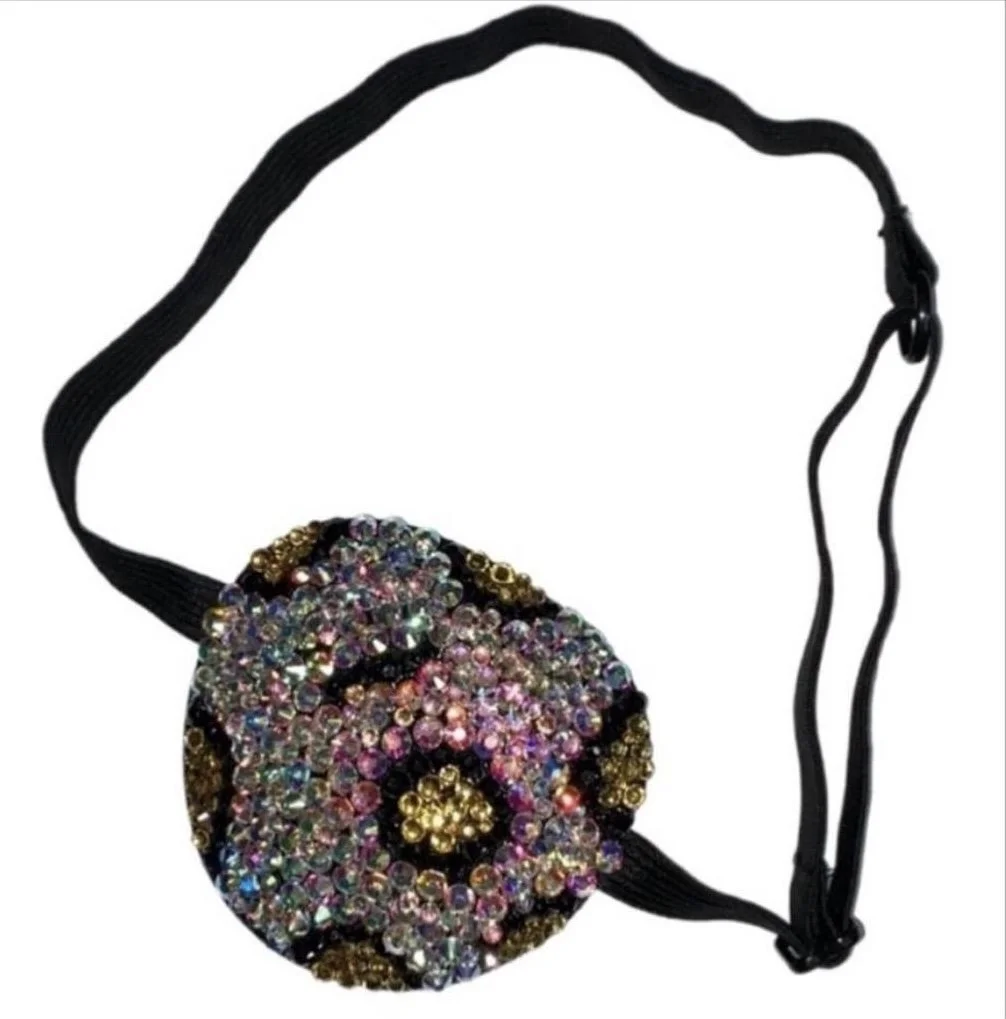 Crystal AB Diamond Leopard Print Padded Eye Patch