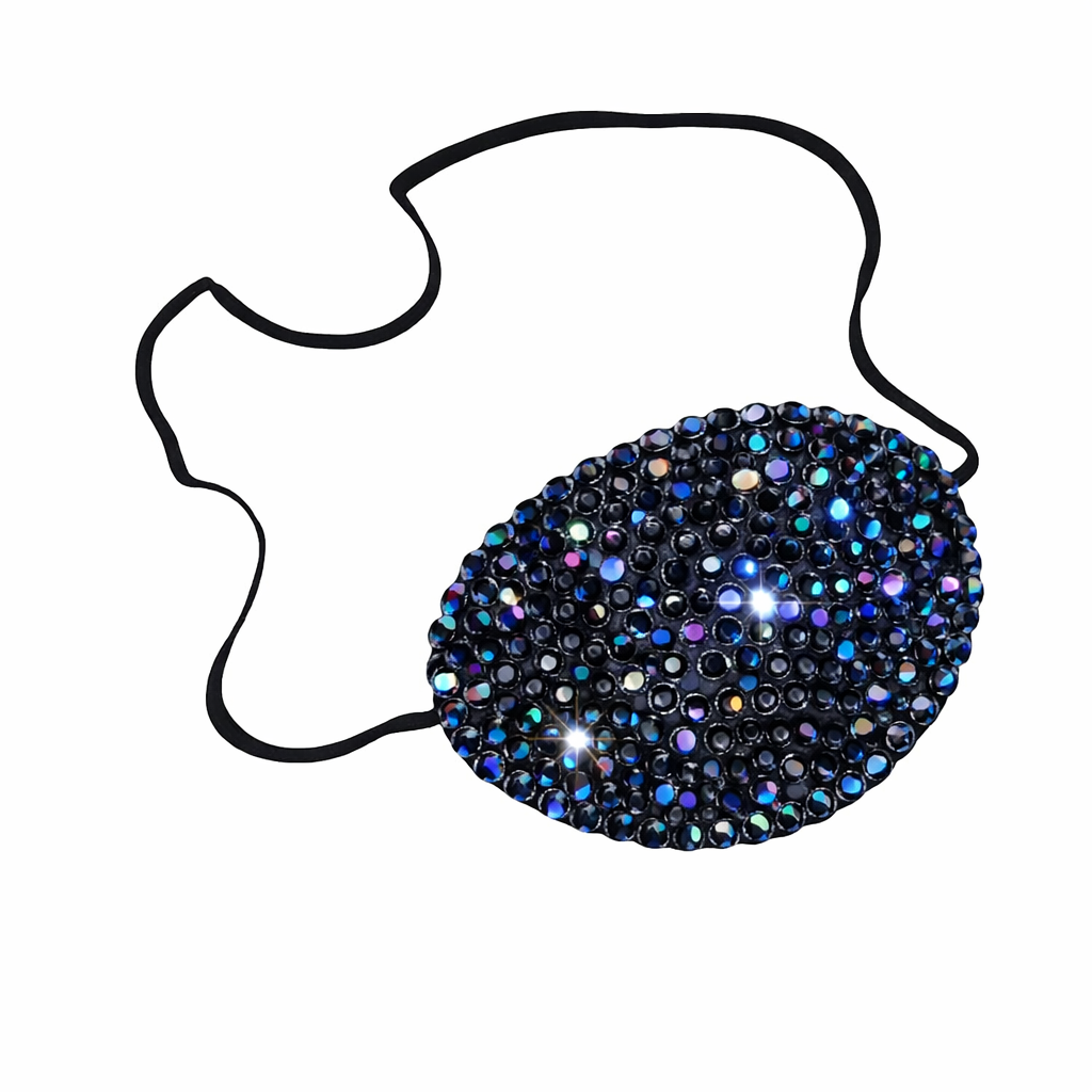 Jet Black AB Crystal Fancy Eye Patch