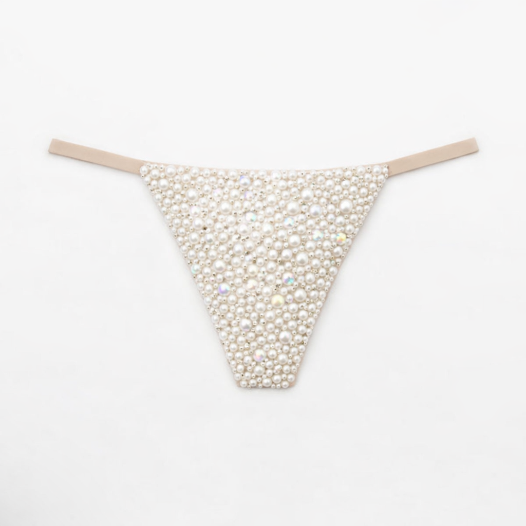 White & AB Iridescent Pearls Pantie