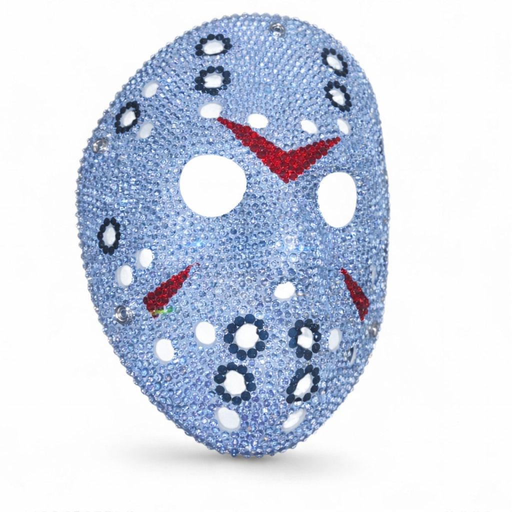 Jason Luxe Light Sapphire Blue Crystal Hockey Mask