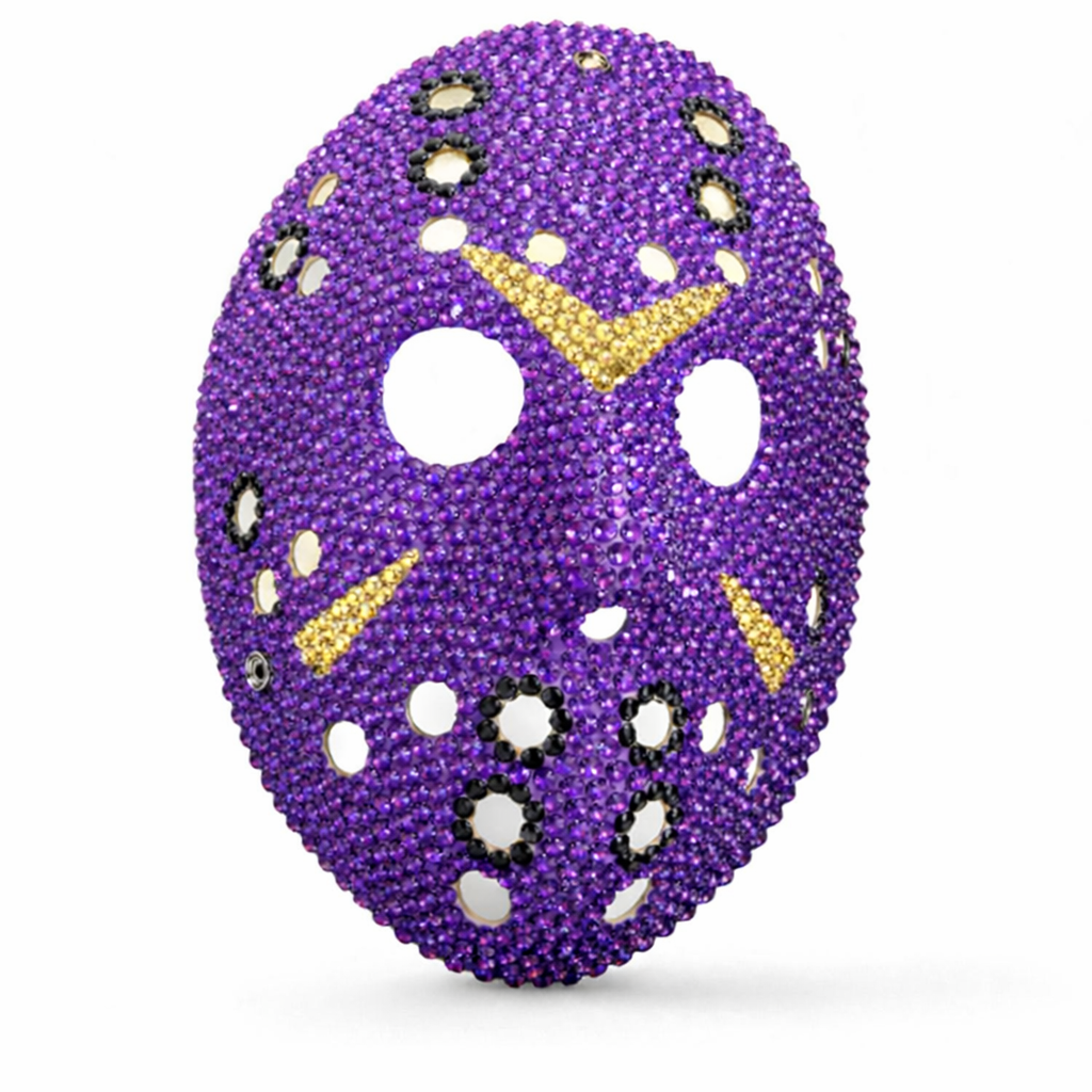 Jason Luxe Purple & Gold Crystal Hockey Mask