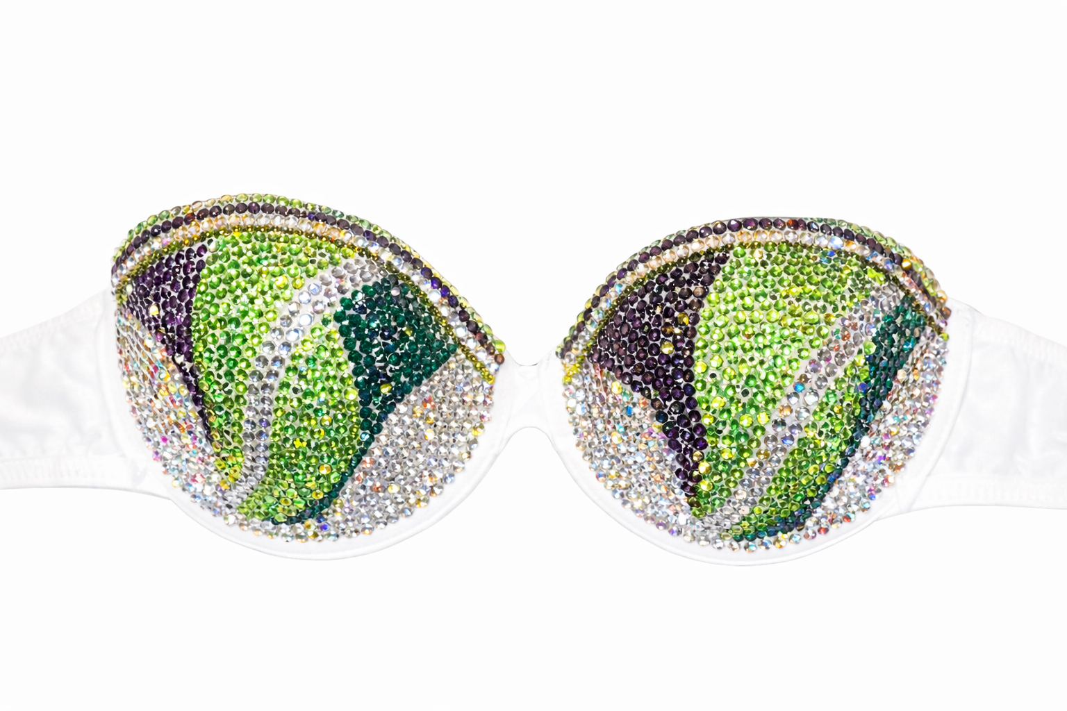 Emerald Green Purple Peridot Green & Crystals Bra Top