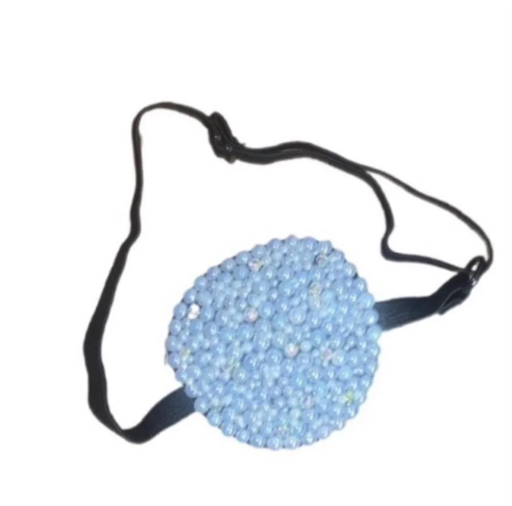 White AB Pearls & Crystal  Padded Eye Patch