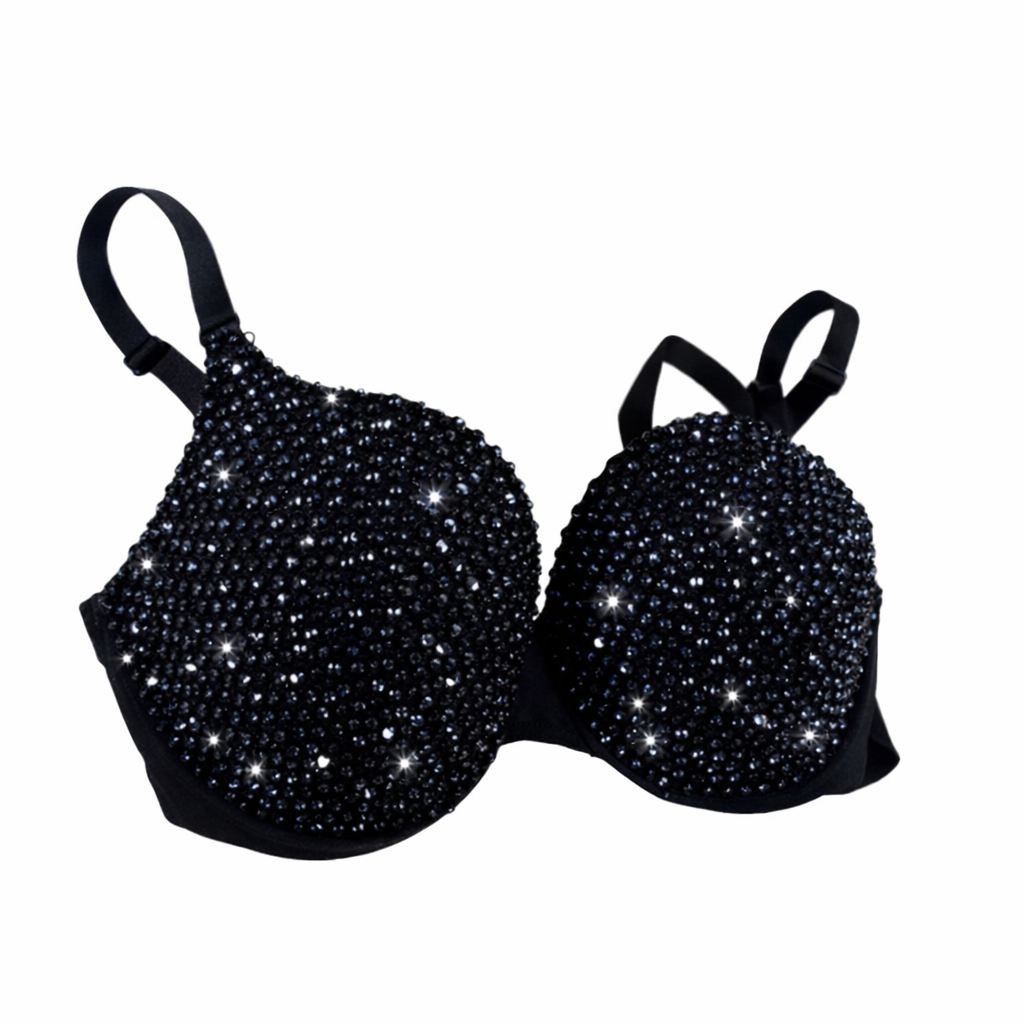 Jet Black Crystals Bra Top
