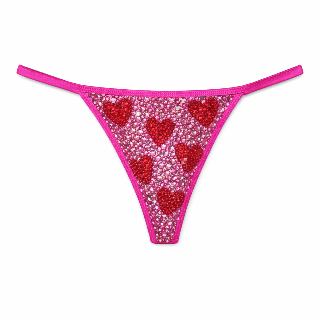 Rose Pink & Siam Red Hearts Crystal Pantie