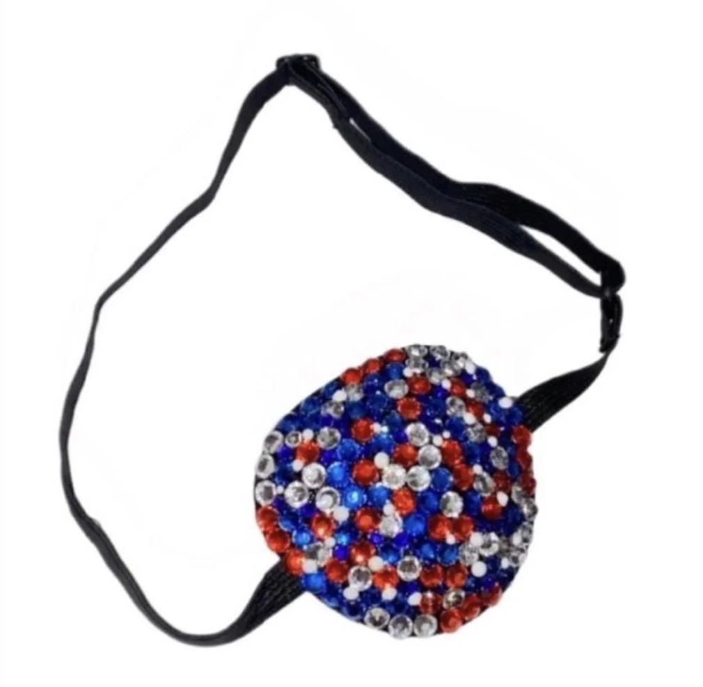 Red Blue & Crystal Mix Diamond Padded Eye Patch
