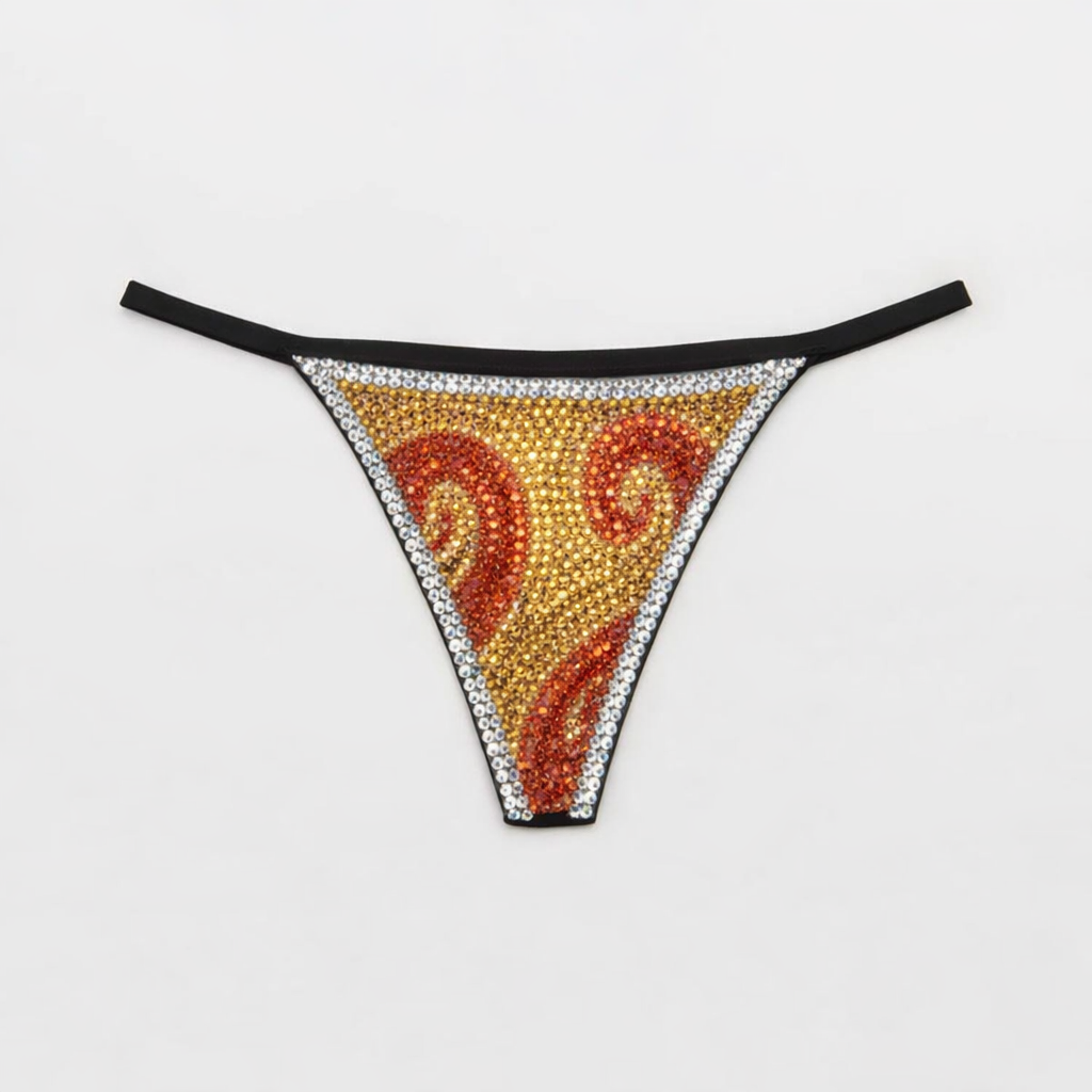 Orange Crystal & Gold Swirls Crystal Pantie