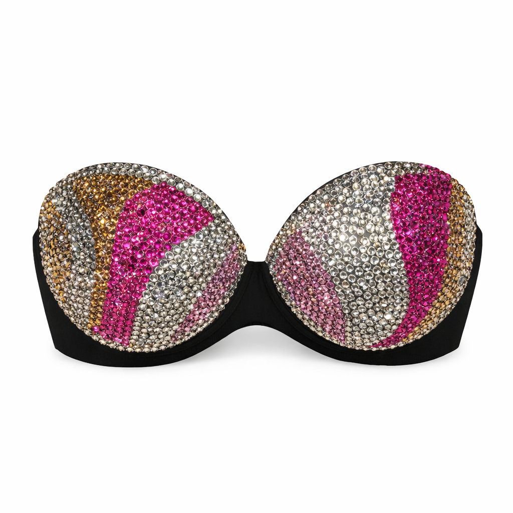 Rose Pink Gold & Crystal Swirls Bra Top