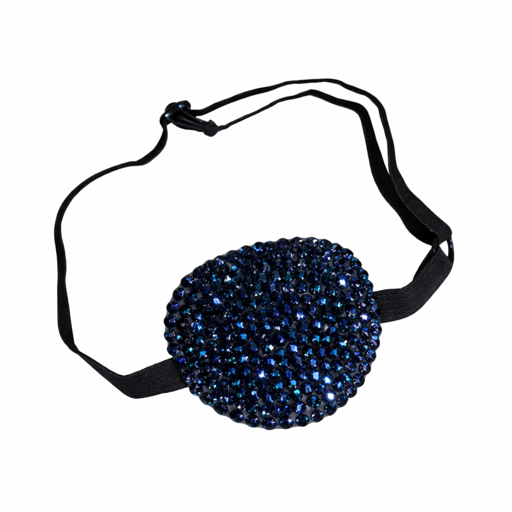 Navy Blue Crystal Padded Eye Patch
