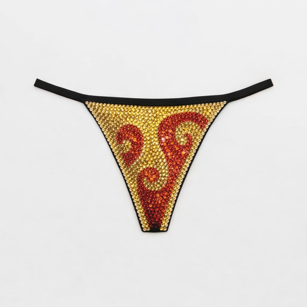 Orange & Gold Swirls Crystal Pantie