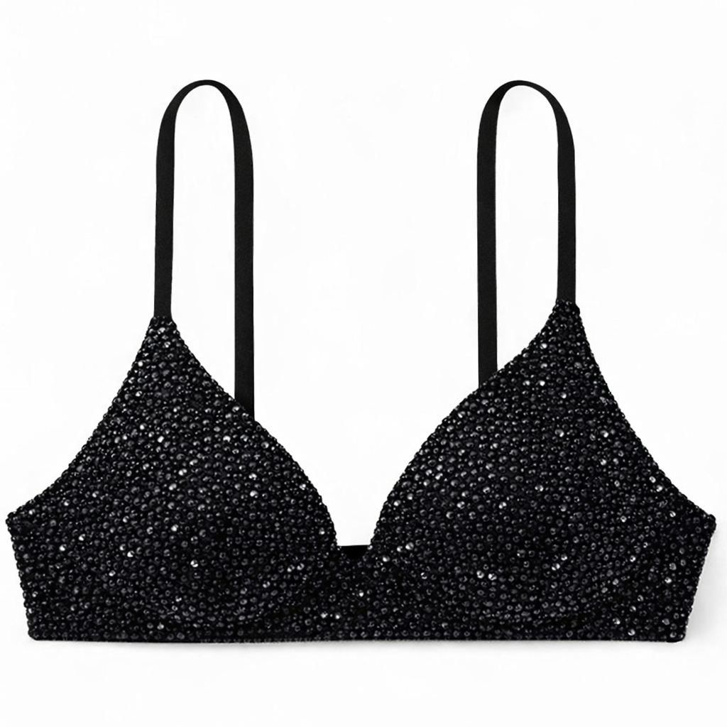 Jet Black Crystal Bra Top