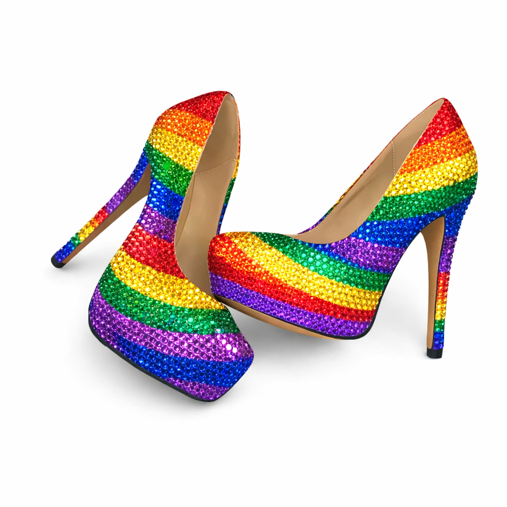 Rainbow Design Crystal Heels