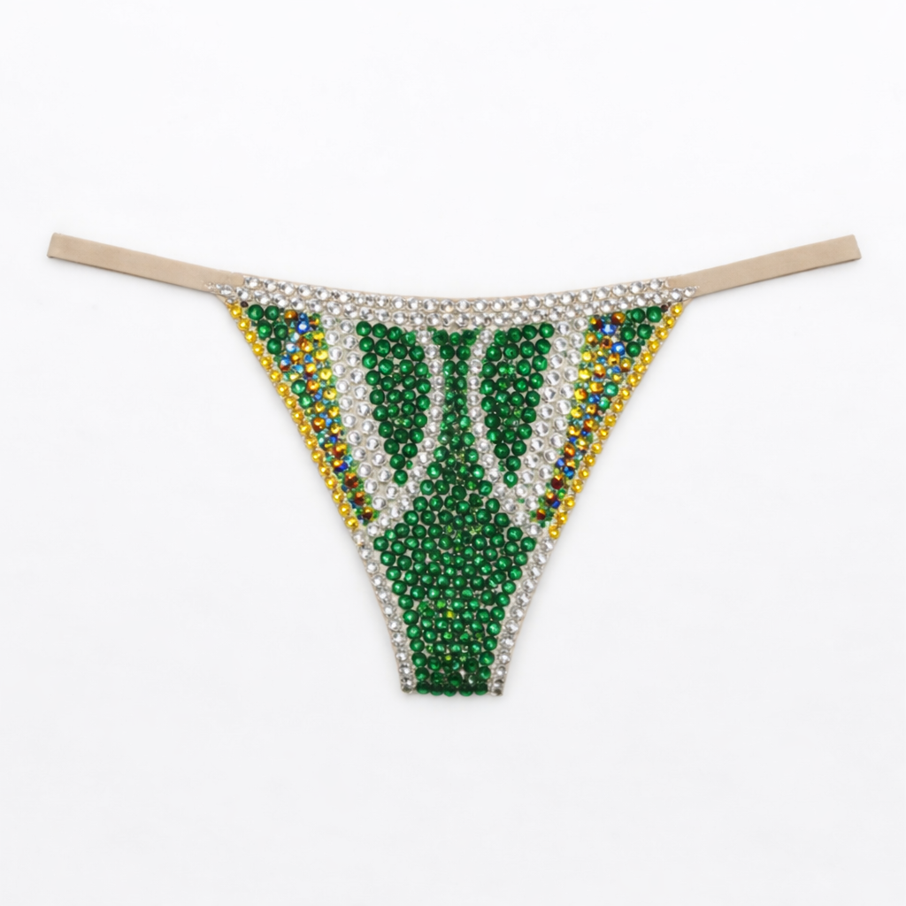 Olive Emerald AB & Peridot Green Swirls Crystal Pantie