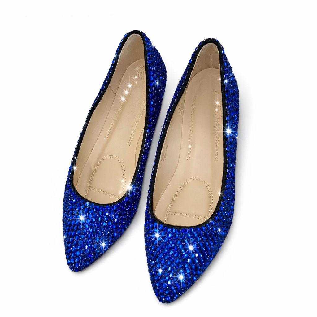 Sapphire Blue Crystal Ballet Flat Shoes