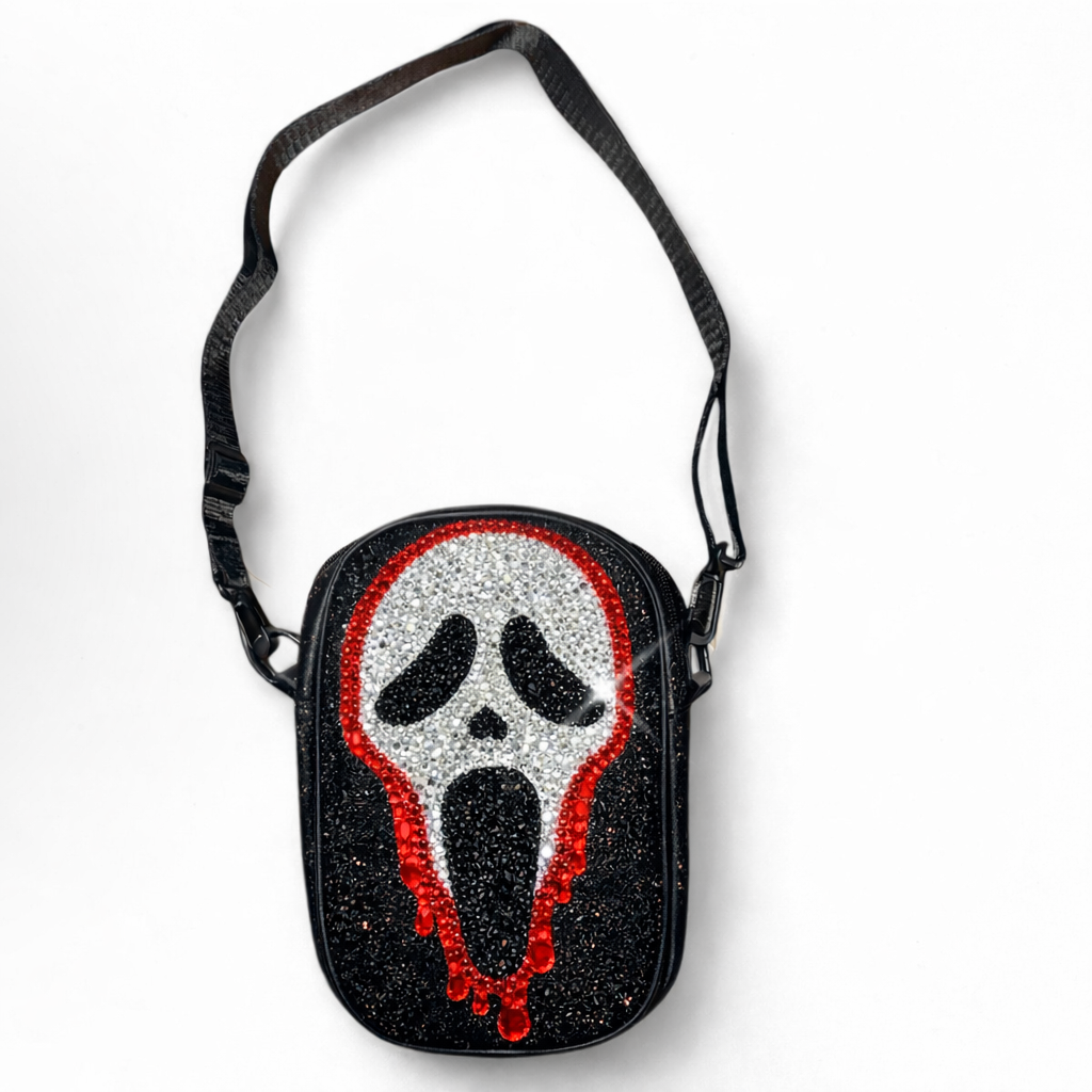 Ghost Face Scream Extra Luxe Crystal & Siam Red Crossbody Bag