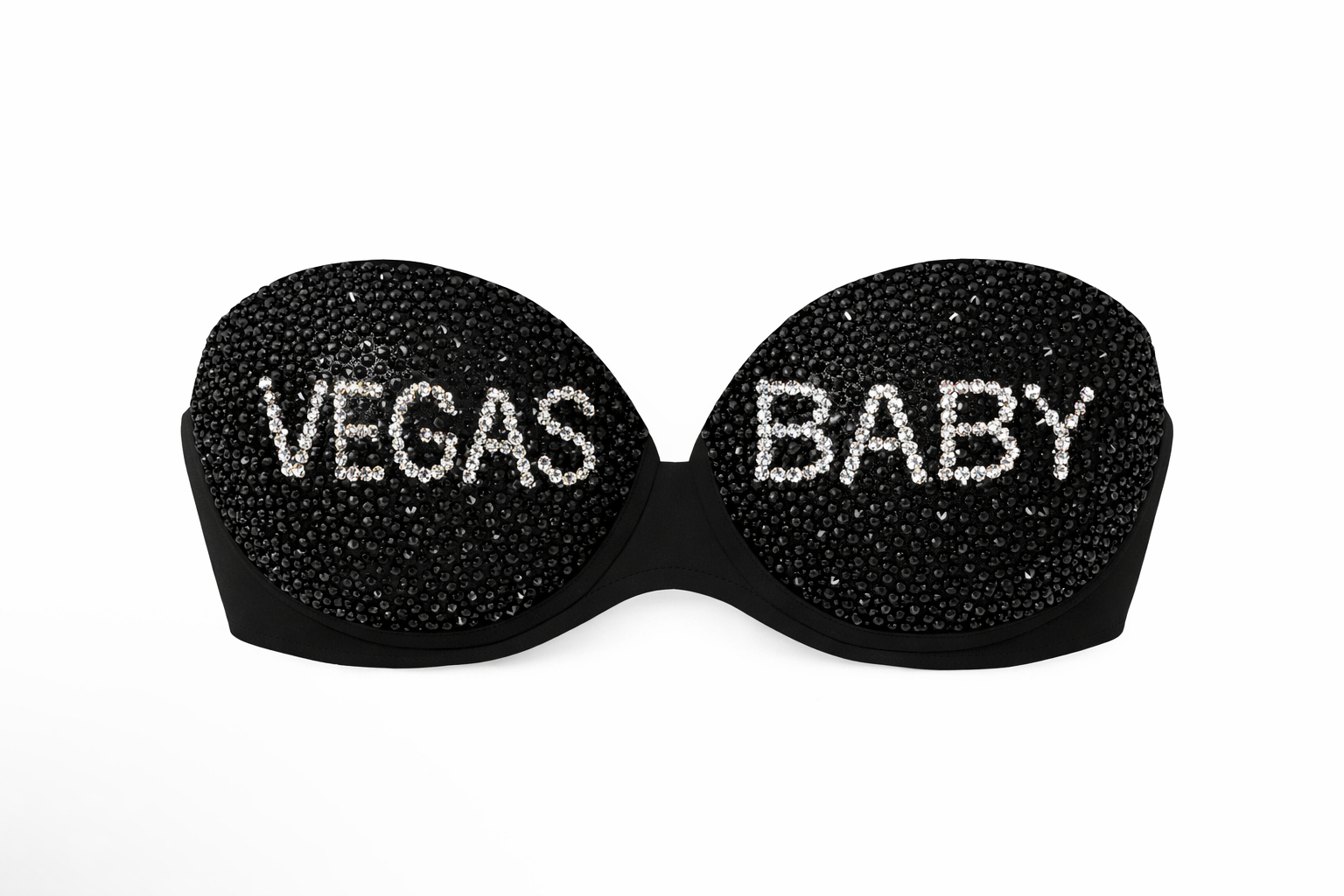 Jet Black Crystal VEGAS BABY Design Bra Top