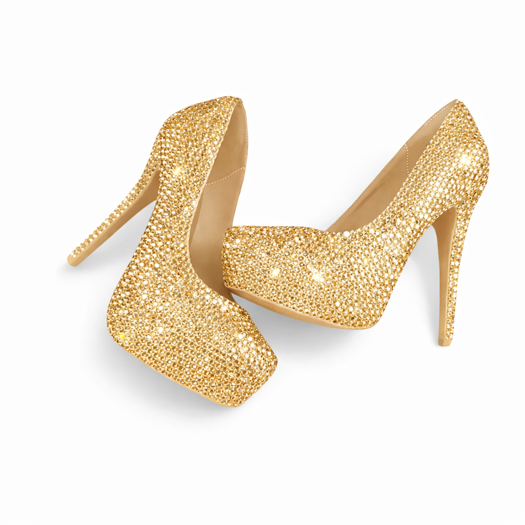 Gold Crystal Diamond Heels