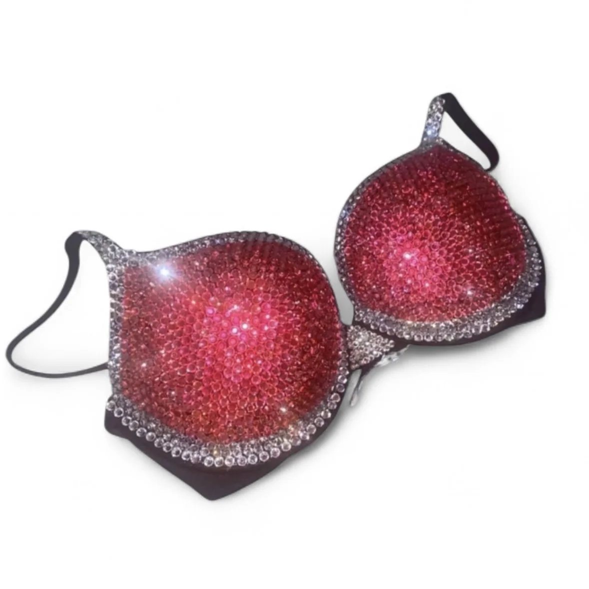 Hot Rose Doll Pink Rhinestone & Crystal Bra Top