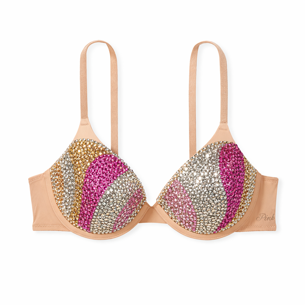 Rose Pink Gold & Crystal Swirls Bra Top