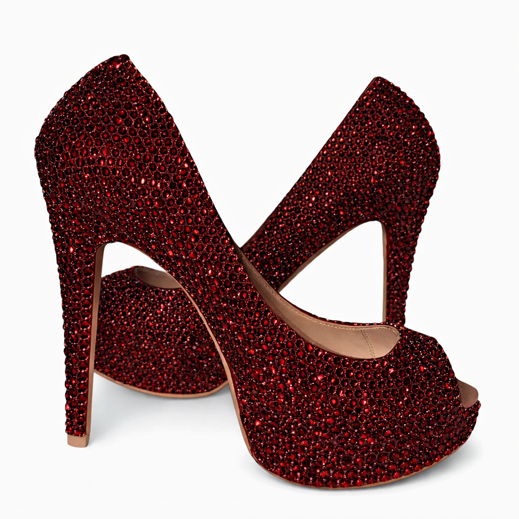 Dark Siam Red Crystal Heels