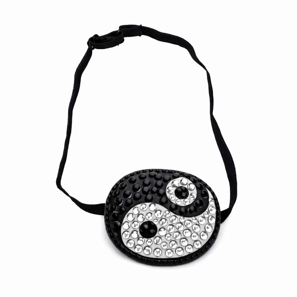 Jet Black & Crystal Peace Sign Padded Eye Patch